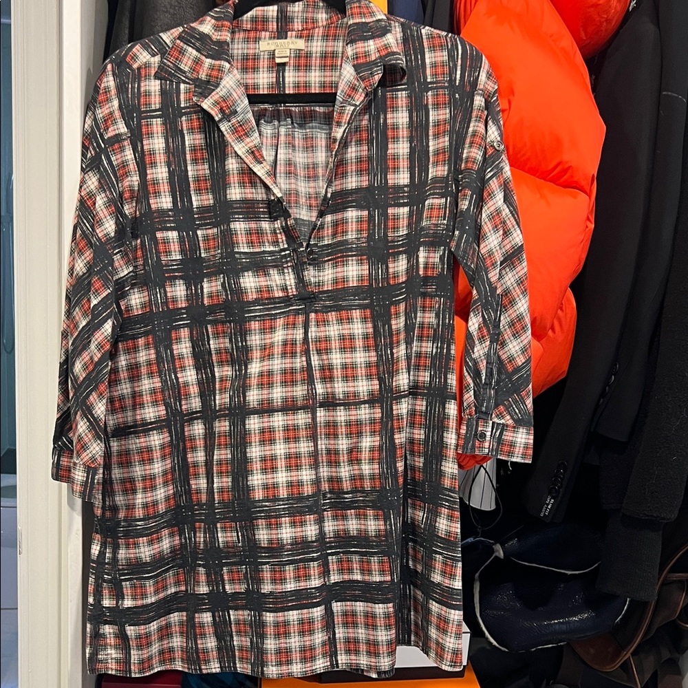 Women's Burberry Brit Plaid Shirt - Red and Black